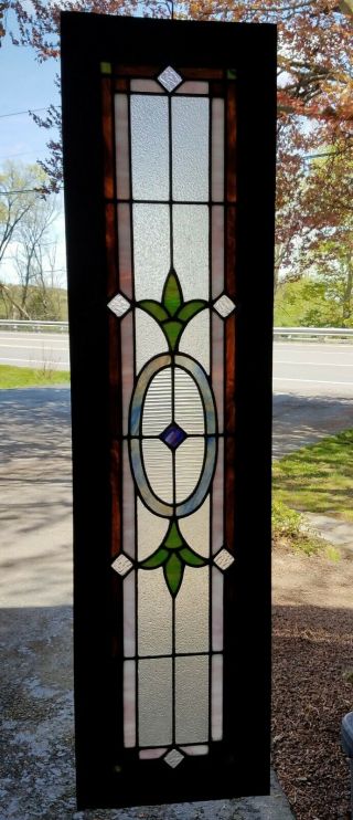 Gorgeous Antique Stained Glass Window,  Coal Town,  Pa Ribbed Centerpiece