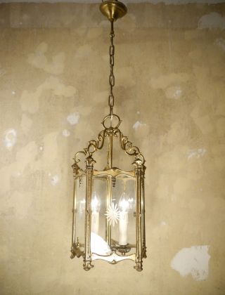 Classic Small Brass Shiny Lantern Ceiling Lamp 2 Lights Fixtures Chandelier 2x