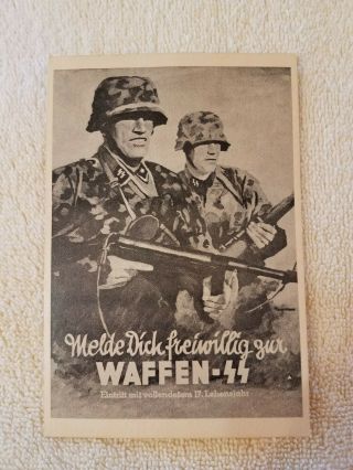 Vintage World War 2 German Postcard Waffen Ss Recruitment Propoganda