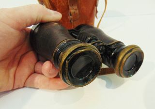 WWI Era Military Binoculars W/ Case Deraisme Paris Militaire,  British Vulliamy 5