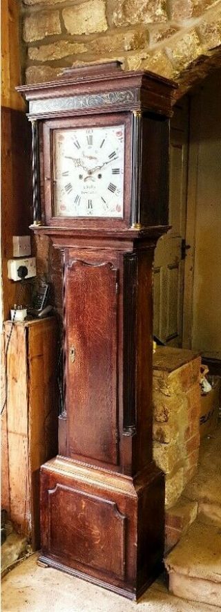 A Georgian Cottage Oak and Mahogany longcase tallcase Grandfather Clock C1770 - 80 5
