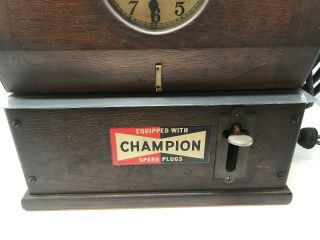 Antique Simplex Oak Time Recorder Clock Timeclock Champion Spark Plugs 3
