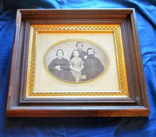 Very Nicely Framed Civil War Family Photo,  Father & Son In Uniform