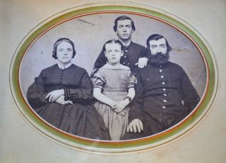 Very Nicely Framed Civil War Family Photo,  Father & Son in Uniform 3
