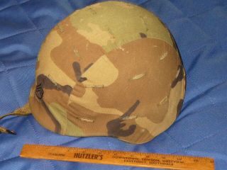 US Army PASGT Ground Troop Helmet w/Woodland Camo Cover Corporal Pin L - 2 Large 2