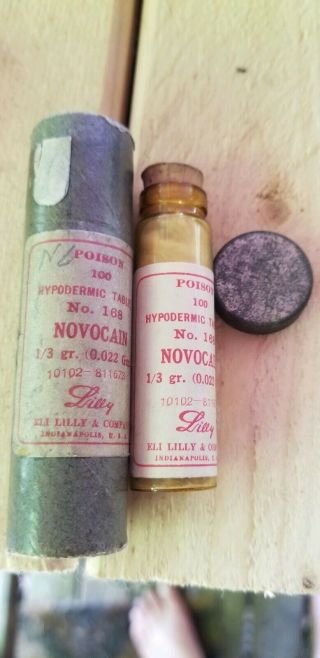 Antique Eli Lilly Novocain Hypodermic Tablets Container Labels Bottle 3