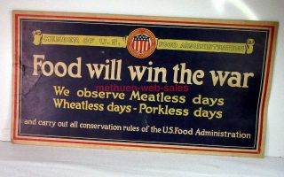 Ww1 U.  S.  Food Administration Bus/trolley Advertising Card Vintage Bery