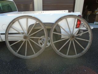 2 Antique Vintage American Wood Spokes Wagon Carriage Buggy 50 1/2 " Wheels