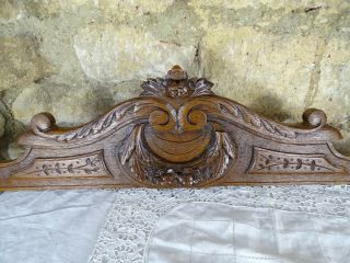 45 " Antique French Hand Carved Architectural Pediment Solid Oak Wood -