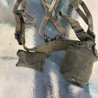 WW2 Era US Combat Belt with Suspenders First aid pouch and Canteen 2