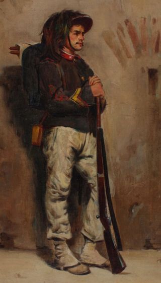 Small WWI Antique ERNESTO TORRINI Genre Portrait Oil Painting,  Italian Soldier 3