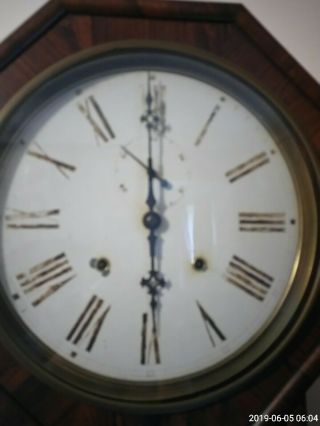 Antique American Ansonia Regulator Wall School Clock Circa 1910 4