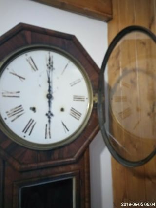 Antique American Ansonia Regulator Wall School Clock Circa 1910 5