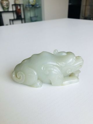 Chinese Antique Hetian Jade Foo Dog Figurines & Statues