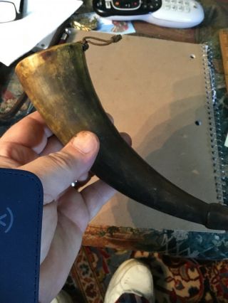 Revolutionary War 18th Early 19th Century Small Priming Powder Horn 7 In.  Carved 5