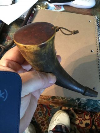 Revolutionary War 18th Early 19th Century Small Priming Powder Horn 7 In.  Carved 7