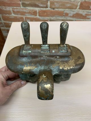 Antique Vintage Brass Cooper Claw Foot Tub Sink Faucet Hot Cold Drain
