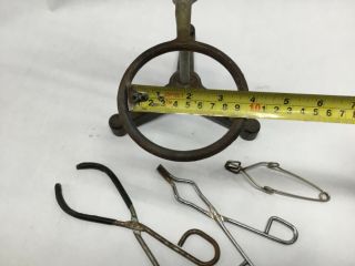Vintage Chemistry Lab Stand Cast Iron Base w Tube Clamp/Beaker Welch Scientific 6
