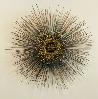 Jere Brutalist Vintage Metal Starburst Sculpture Wall Hanging Mid Century Modern