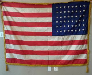 Vintage American Flag 48 Star Gold Color Trim 3