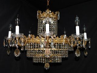 Antique Brass Crystal Empire Chandelier 16 Lights,  Crystals,  Oval Shape