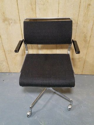 Vintage Mid - Century Modern Chrome Harter Executive Swivel Office Chair Knoll