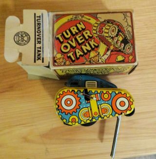 Vintage Antique Tin Litho Toy Flip Over Tank 5,  Marx,  Mar