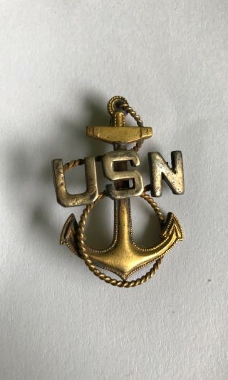 Wwi Era Chief Petty Officer Cpo Cap Badge U.  S.  Navy