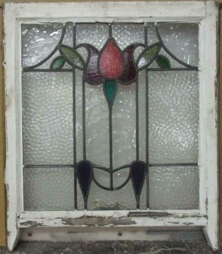 Edwardian English Lead Stained Glass Sash Window Abstract Floral 20.  75 " X 21.  5 "