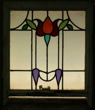 EDWARDIAN ENGLISH LEAD STAINED GLASS SASH WINDOW Abstract Floral 20.  75 