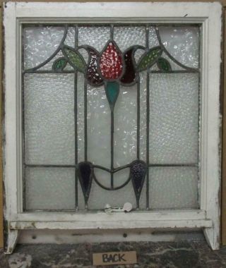 EDWARDIAN ENGLISH LEAD STAINED GLASS SASH WINDOW Abstract Floral 20.  75 