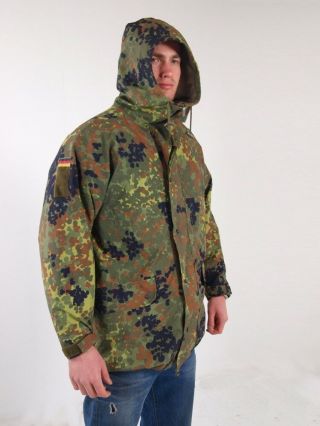 German Army Goretex Waterproof Parka Military Coat Jacket Camouflage Flecktarn
