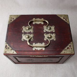 Antique 1920s Chinese Mah Jong Set Rosewood Box 148 Bone Bamboo Tiles,  Counters 11
