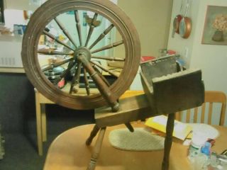 Rare 1780 Spinning Wheel W/yarn Box Walnut/ Poplar Wysiwyg Make Offer
