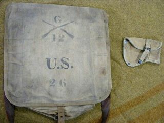 WW1 US Army M1908 Calvary Saddle Blanket w/ stitched insignia,  haversack,  sheath 7