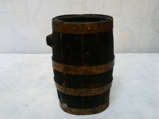 Antique Primitive Old Wooden Canteen Flask Keg Iron Banded