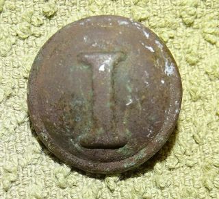 Civil War Confederate Block " I " Button Dug Up At Fredericksburg In The 1960 