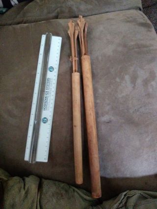 Vintage Hand Carved Vietnamese Montagnard 2 Quivers & 10 Arrows Vietnam Bamboo