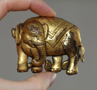 Antique Chinese Tibetan Gilt Repousse Elephant,  18th Century,  Qing Dynasty Rare