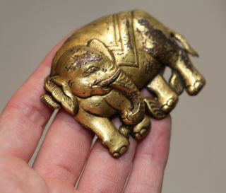 Antique Chinese Tibetan Gilt repousse elephant,  18th century,  Qing Dynasty RARE 2