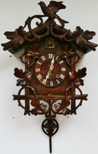 Rare Antique Black Forest Cuckoo Wall Clock 8day 2 Train Fusee Striking Movement