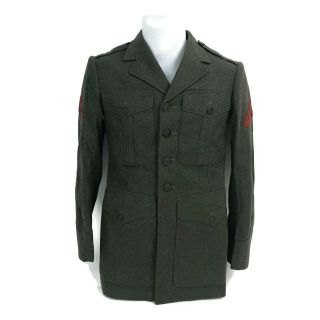 Wwii U.  S.  Marine Corps Forest Green Wool Uniform Jacket 1944 Named 34