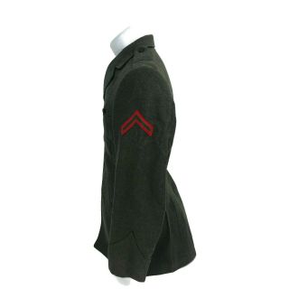 WWII U.  S.  Marine Corps Forest Green Wool Uniform Jacket 1944 Named 34 3