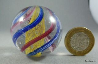 Large Hand Made Antique Glass Marble - 4cm (1 9/16 ") - Visible Pontil Marks