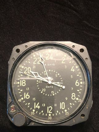 Waltham Military 8 - Day Aircraft Clock Us Navy Cockpit Clock Parts/repair