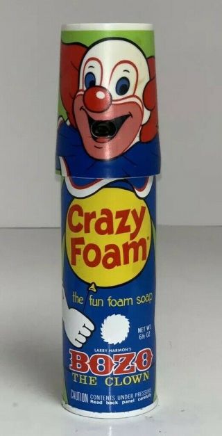 Vintage Bozo The Clown Crazy Foam Can