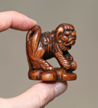 Antique Chinese Carved Calligraphy Wood Chop Seal,  18th Century,  Qing Dynasty.