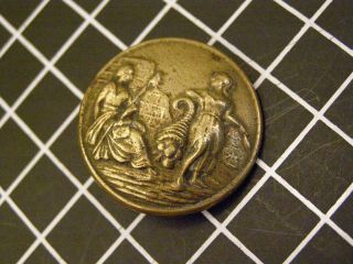 Antique Civil War Era North Carolina State Seal Confederate Button Pin Medal ?
