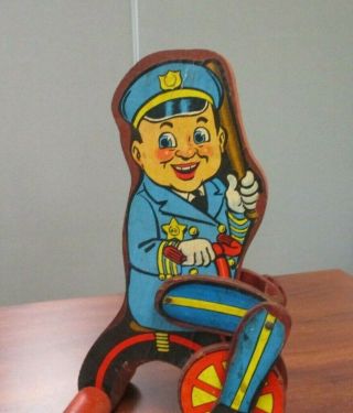 Rare Vintage Mayflower Creations Wooden Policeman Pull Toy