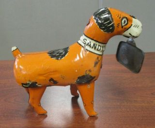 Vintage MARX TIN LITHO WIND - UP LITTLE ORPHAN ANNIE DOG ' SANDY ' TOY w/KEY 2